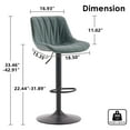 thumbnail image 3 of YOUNIKE Bar Stools Set of 2, Swivel Upholstered Barstools, Adjustable Height Counter Stools, Faux Leather Padded Bar Chairs, Metal Frame, Grayish Green, 3 of 16
