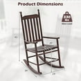 thumbnail image 3 of Costway Outdoor Wooden Rocking Chair with Solid Rocking Base Slatted Seat & Back Patio Brown, 3 of 9