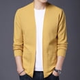 thumbnail image 4 of Akiihool Men'S Cardigan Sweaters Big and Tall Men's Cardigan Sweaters Full Zip Up Stand Collar Button Cable Knit Black Sweater Pockets (Yellow,3XL), 4 of 5