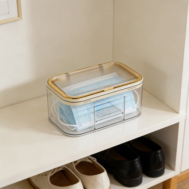 Weloille Wall Mounted Tissue Box, Automatic Lift Dustproof Transparent Storage Box, Flip Cover Desktop Wall Hanging Dispenser, Multifunctional Storage Box for Entryway Bathroom Kitchen