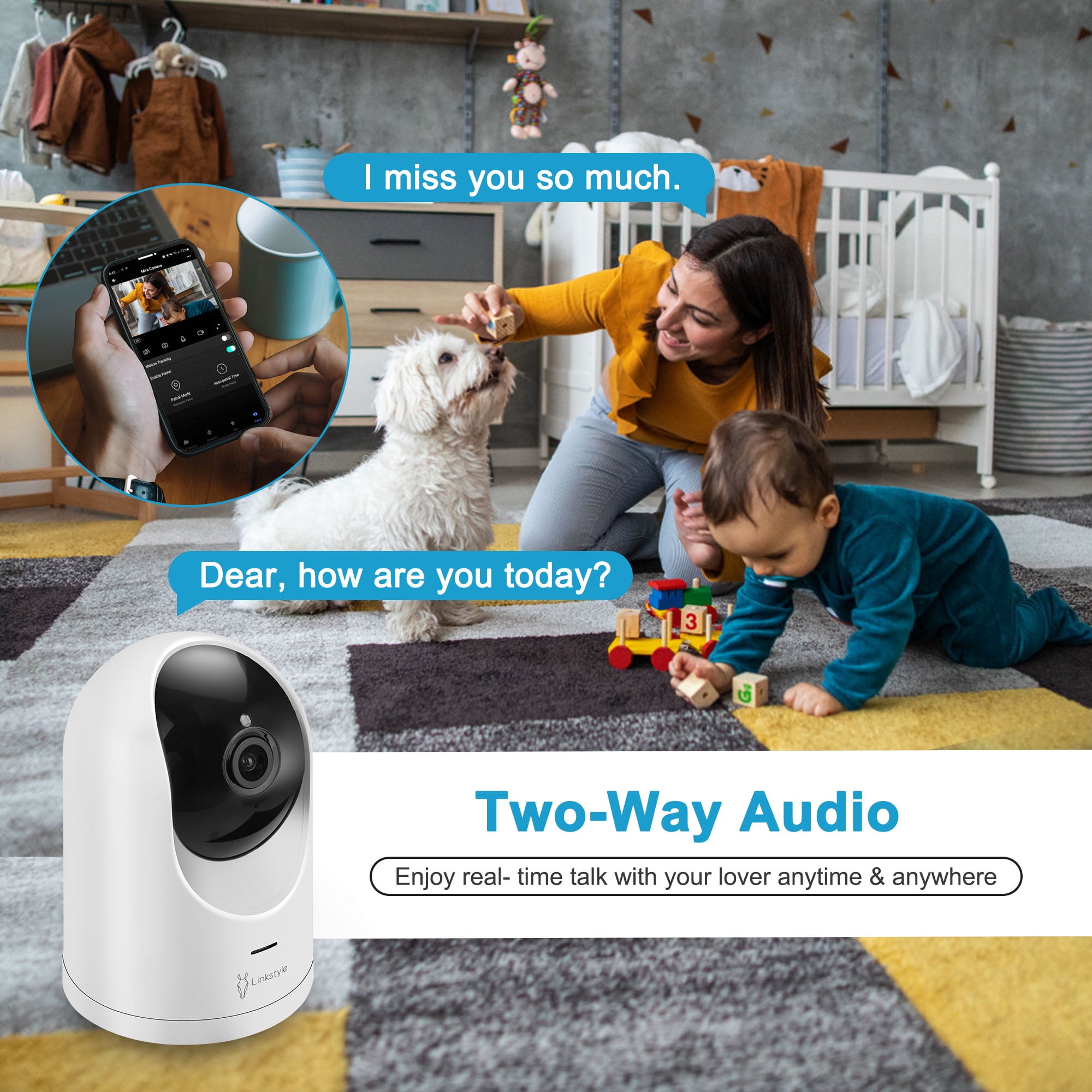 Mira II 2K Indoor Security Camera By LINKSTYLE — Baby, Pet & Home Smart Surveillance Monitor, AI Motion, 2-Way Audio, Night Vision (NO SUBSCRIPTION REQUIRED)