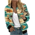 thumbnail image 2 of Feancey Womens Light Weight Bomber Jackets Casual Western Aztec Print Zip Up Coats Loose Fit Baseball Jacket Fall Hoodless Windproof Biker Jacket Coat Sales Today Clearance,Multicolor#4,M, 2 of 6