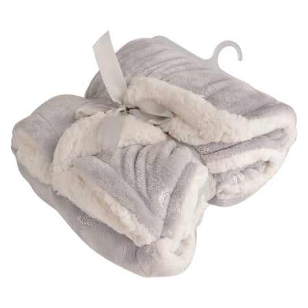 Parent's Choice Royal Plush Blanket, Gray Glitter Polka Dot
