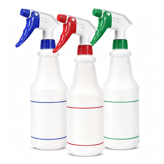 ACDANC Plastic Spray Bottle (3 Pack,24 Oz,3 Colors) Heavy Duty All-Purpose Empty Spraying Leak Proof Mist Water Bottles for Cleaning Solutions Plants Essential Oils Hair Pet with Adjustable Nozzle