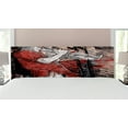 thumbnail image 1 of Music Headboard, Trumpet Musician on Grunge Cityscape Background in the Night Boho Art Print, Upholstered Decorative Metal Bed Headboard with Memory Foam, King Size, Red Black White, by Ambesonne, 1 of 4