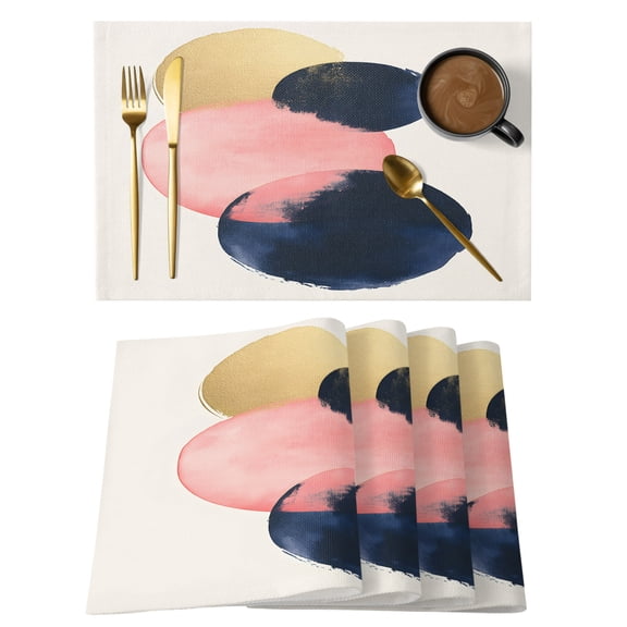 Minimalist Geometric Placemats Set of 1, Pink Blue Non-Slip Place Mats Washable Table Mats for Kitchen Dining Table Decorations Indoor/Outdoor