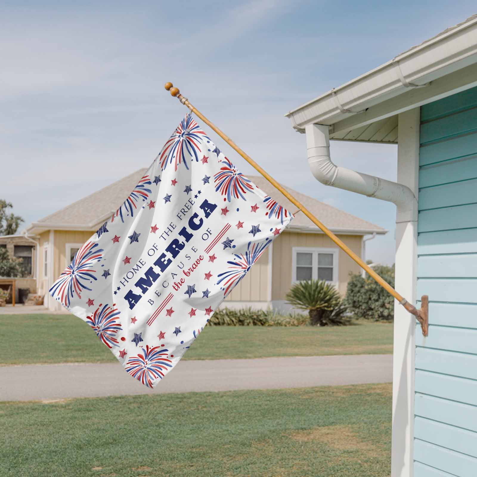 4th of July Flags for Outside 3x5 ft Patriotic Stars Fireworks Outdoor Flags Double Sided Grommets House Banner Free USA Flag Patio Yard Flag for Outdoor Party Porch Independence Day Decor