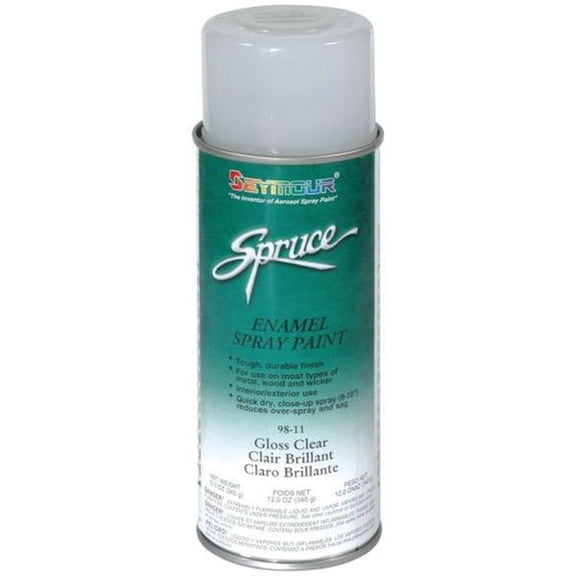SEYMOUR 98-11 Enamel Spray Paint, 16 fl-oz Aerosol Can, Clear, 15 sq-ft Coverage