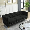 thumbnail image 5 of Black Velvet 3 - Person Sofa with Metal Legs and Nailhead / Stylish Addition to Bedroom, 5 of 5