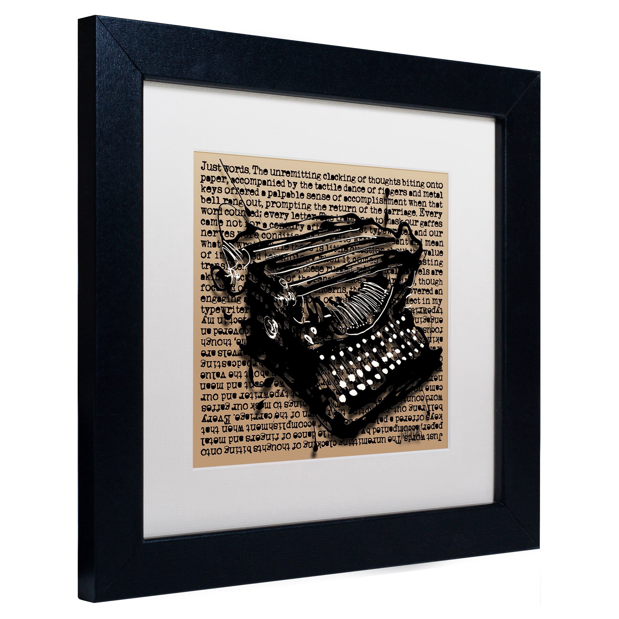 Trademark Fine Art "Three-Quarter Typewriter" Canvas Art by Roderick Stevens, White Matte, Black Frame