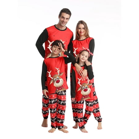 

Christmas Homewear PJs Outfits Family Matching Xmas Elk Printing Pajamas Sets for Dad Mom Kids