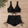 thumbnail image 5 of Jjayotai No Boundaries Women's High Waisted Bikini Set, Two Piece Swimsuit for Women, Criss Cross Bikinis Top, Womens Bathing Suits Tummy Control with Boyshorts Black~ S, 5 of 6