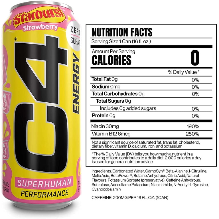 C4 Energy Millions Strawberry Zero Sugar Can 500ml PMP £1.59 – SoSweet