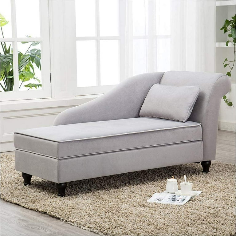 Andeworld Chaise Lounge with Storage Indoor Lounge Sofa for Living Room Bedroom Right Arm Grey