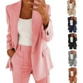 thumbnail image 6 of Elegant Women's Suit Set Sophisticated Coat Casual Button Long Sleeve Collar Pants Office Suit Jacket, 6 of 8