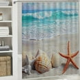 thumbnail image 6 of Autua Shells Starfish Beach Shower Curtain for Bathroom Washable Shower Curtain with Hooks 69"x72, 6 of 7