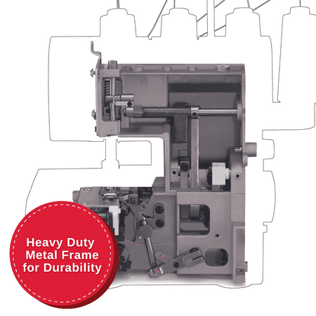 SINGER® Heavy Duty Serger HD0450S, 2-3-4 Thread Capability, Metal Frame, LED Lights