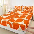 thumbnail image 5 of Castle Fairy Minimalist Curved Bed Sheets 4-Piece,Geometric Quarter Arc Full Size Sheets,Orange Offwhite,1 Flat Sheet, 1 Fitted Sheet and 2 Pillowcases, 5 of 7