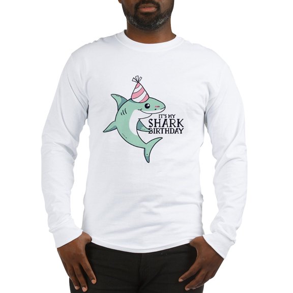 CafePress - Shark Birthday Long Sleeve T Shirt - Unisex Cotton Long Sleeve T-Shirt