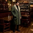 thumbnail image 2 of CharmCyan Men Fleece Lined Trench Coat Long Warm Jacket Wind Proof Jacket Coat With Pockets Army Green L, 2 of 2