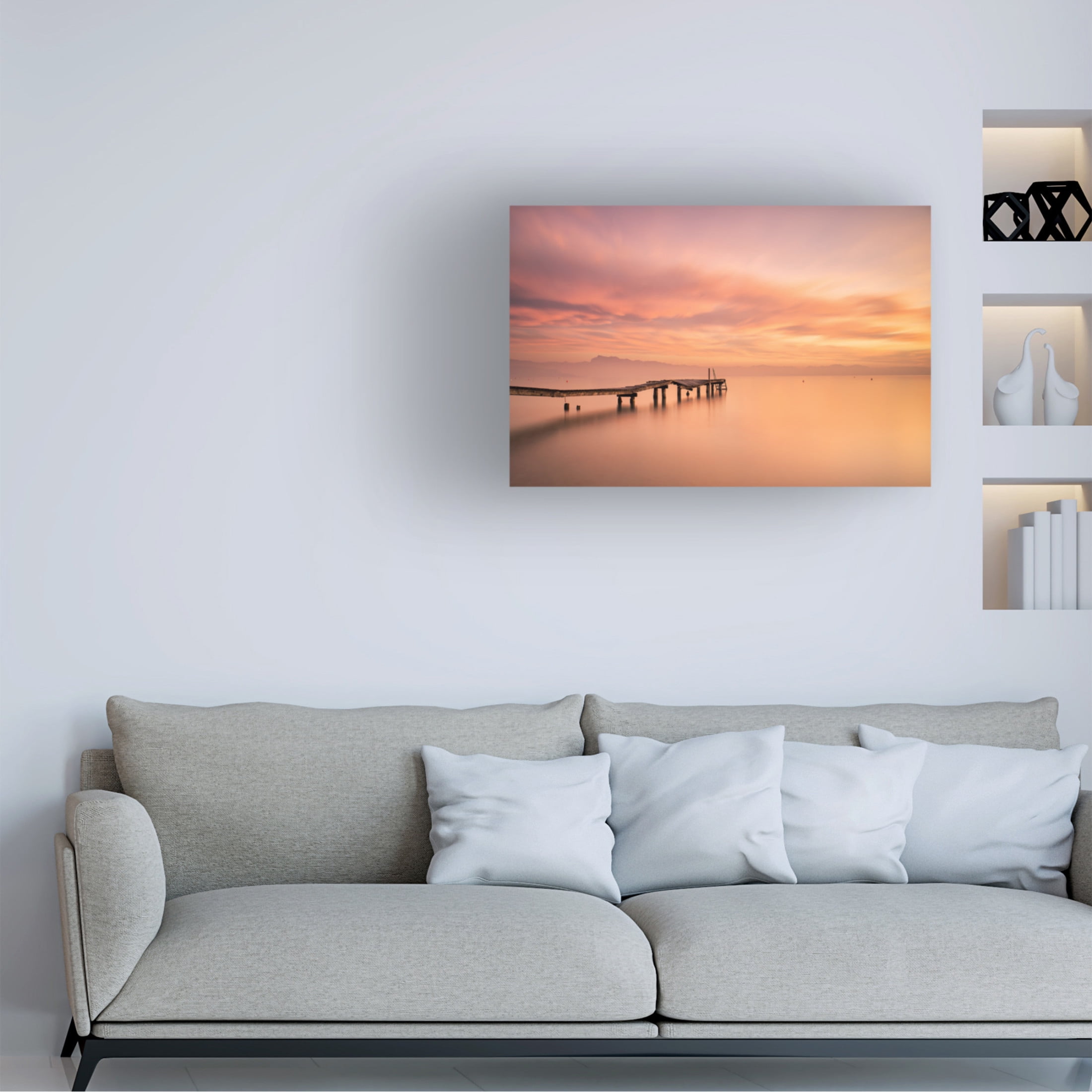 Canvas Wall Art - Aglioni Simone 'Garda Lake' Wall Art for Living Room, Bedroom, or Office D?cor by Trademark Fine Art - 32 x 22 Inches