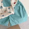 thumbnail image 2 of Toddler Boys Crewneck Green Short Sleeve Tee Shirt And Check Shorts Set 6-12 Months 12-24 Months 2t 3t 4t 5t 6t 7t Children,Trendy(Sky Blue,18-24 Months), 2 of 3