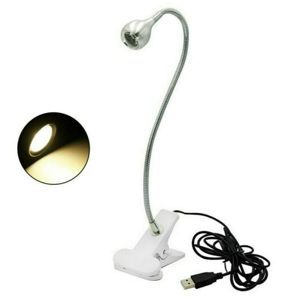 USB LED Reading Light Clip-on Clamp Bed Table Desk Lamp Rechargeable Night Light 