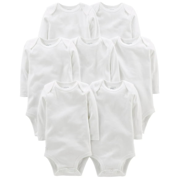 Body Simple Joys by Carter's Baby de manga larga, paquete de 7 unidades, blanco