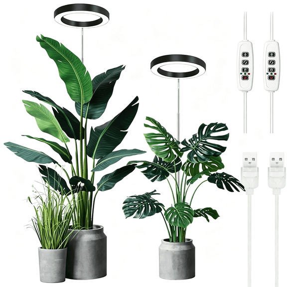 HIBIBUD Grow Lights for Indoor Plants Full Spectrum,80 Leds 3 Colors Grow Light,65In Large Plant Lights for Indoor Growing with 360°Gooseneck,6/12/16H Timer,5 Brightness,Height Adjustable,Black