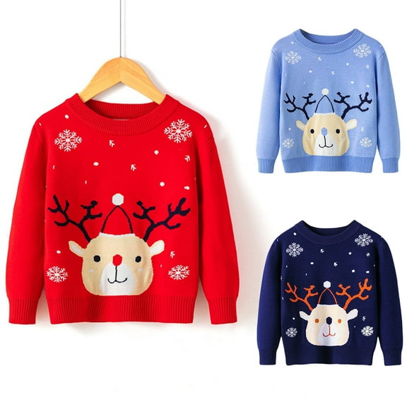 URMAGIC Long Sleeve Christmas Snowman Sweater Tops for Toddler Little Boy Girl(2-7T)