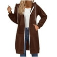 thumbnail image 3 of zaveiop Women Casual Zip up Polyester Hoodies, Long Hoodie Jackets Long Sleeve Sweater Dress with Side Pockets (Coffee, XL), 3 of 6