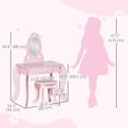 thumbnail image 3 of Qaba Kids Vanity Table Set with Mirror and Stool, Drawer, Pink, 3 of 10