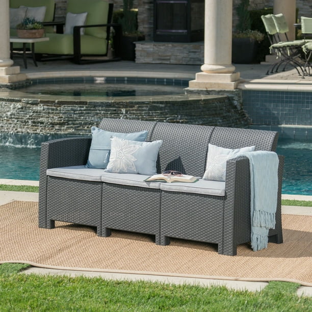 St. Pete Outdoor 3 Seater Wicker Rattan Style Sofa with Weather