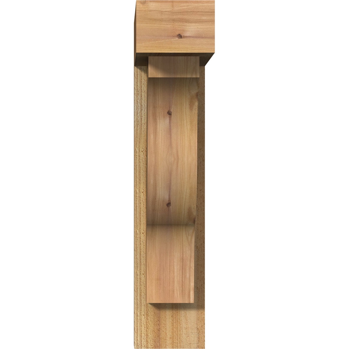 Ekena Millwork 6"W x 20"D x 28"H Funston Block Rough Sawn Bracket w/ Offset Brace, Western Red Cedar