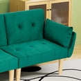 thumbnail image 5 of Leumius 72 Inch Futon Sofa Bed,Velvet Futon Couch with Adjustable Backrest and Cupholders,Suitable for Apartment,Living Room,Small Space,Green, 5 of 6