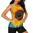 thumbnail image 2 of Fuzoiu Golden Sunflower in Blue Print Women's Workout Tank Top,Athletic Racerback Sports Tank,Tops Sleeveless Running Loose Fit Yoga Tops,Active Shirts for Yoga, Running, and Gym-XX-Large, 2 of 7