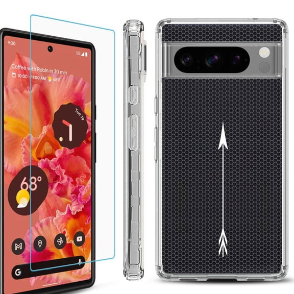 OneToughShield ® Compatible with Google Pixel 8 Pro, Shockproof Phone Case, with Tempered Glass Screen Protector - Arrow