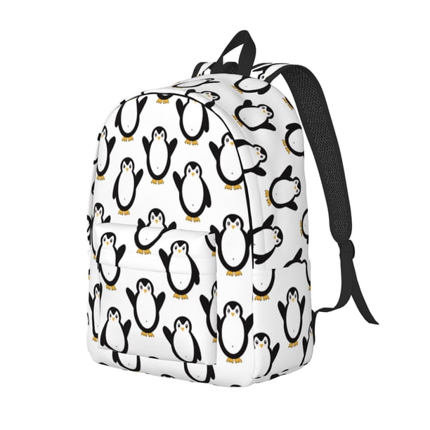Disketp Lovely Penguin print Canvas Backpack Lightweight Travel Daypack Student Rucksack Laptop Backpack-