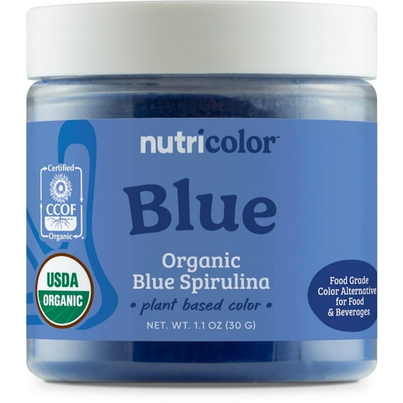 Nutricost Blue Plant Based Food Coloring, from Organic Blue Spirulina (30 Servings) - Nutricolor Color Alternative for Food & Beverages