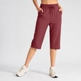 thumbnail image 6 of Tqcoqu Women's Drawstring Waist Capri Pants with Pockets,Straight Leg Elastic Summer Casual Pants,Red Women's S-XXXL, 6 of 8