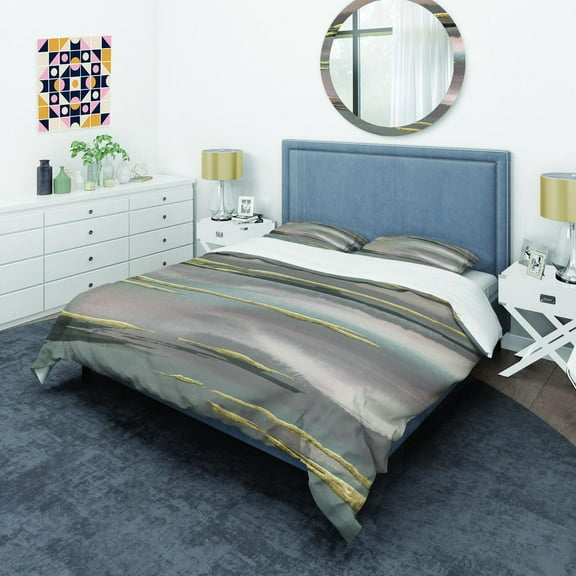 Designart 'Glamorous Morning Fog I' Glam Duvet Cover Set