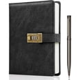 thumbnail image 1 of Diary with Lock, A5 PU Leather Journal with Lock 240 Pages, Vintage Lock Journal Password Protected Notebook with Pen and Gift Box, 8.6 x 5.8 inches, 1 of 5
