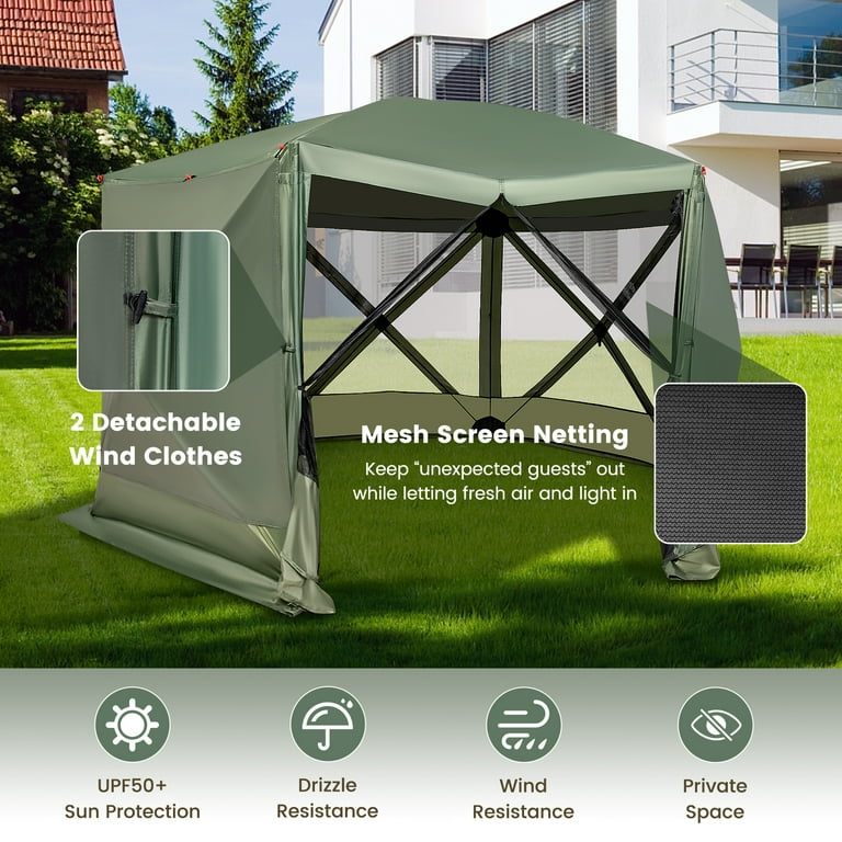 Costway 11.5 X 11.5 FT 6-Sided Pop-up Screen House Tent With