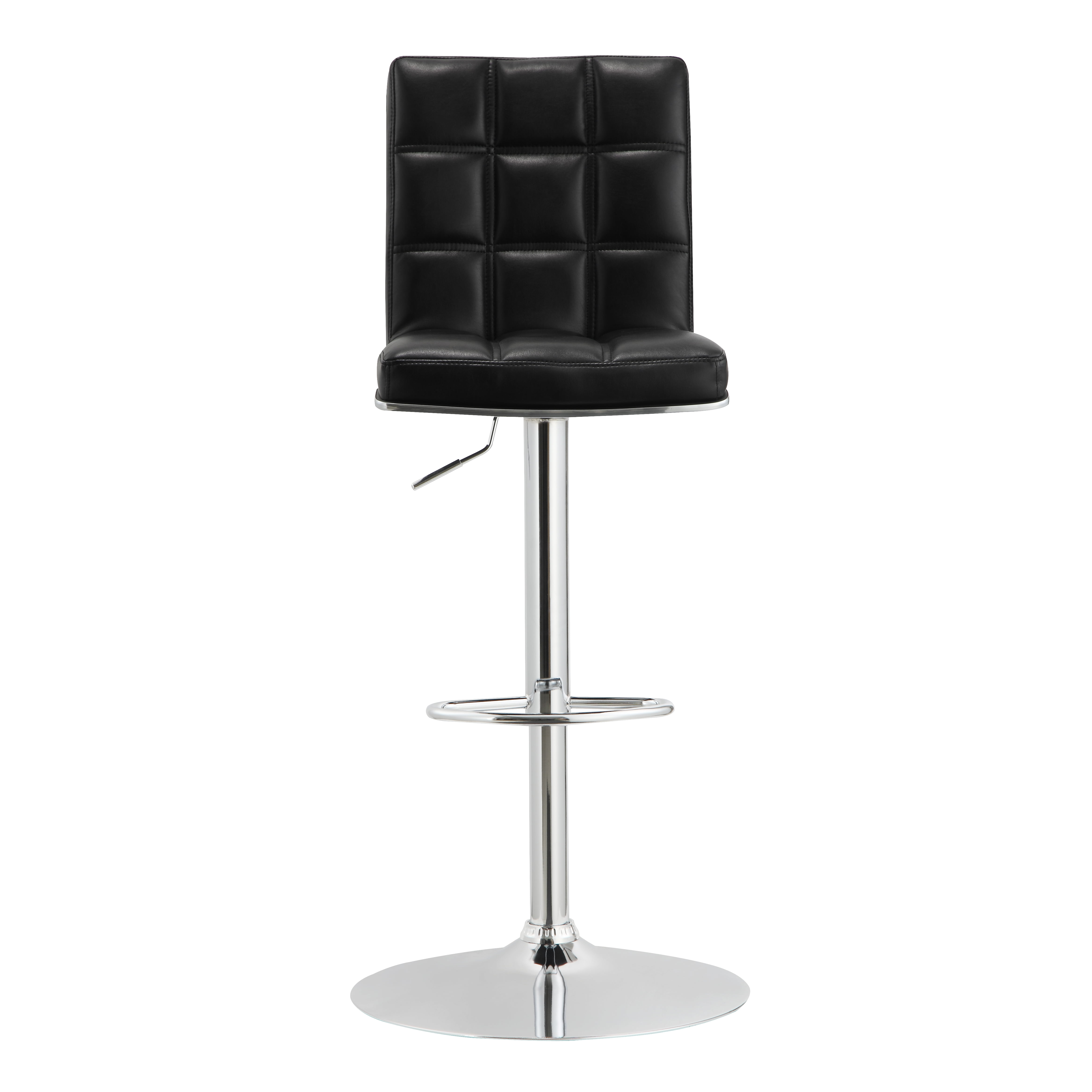 HomeFare Quilted Back Faux Leather Gas Lift Barstool Black - Walmart.com