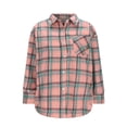 thumbnail image 3 of Tqyyweavej Womens Long Sleeve Plaid Shirts Flannel Collared Button Down Shackets Casual Rolled Up Collared Shirt Tops, 3 of 5