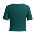 thumbnail image 3 of IWEMEK Women Crop Tops Summer Short Sleeve T Shirts Ribbed Knit Slim Stretch Top Casual Trendy Pure Green Tees, 3 of 7