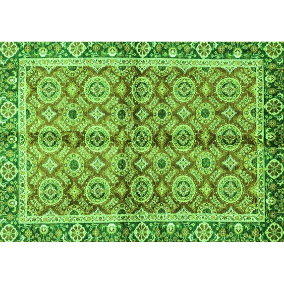 Ahgly Company Indoor Rectangle Oriental Green Traditional Area Rugs, 2' x 4'