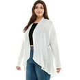 thumbnail image 3 of Pastel by Vivienne Women's Open Front Cardigan with Ruffle Detail Plus Size Ivory XX-Large, 3 of 5