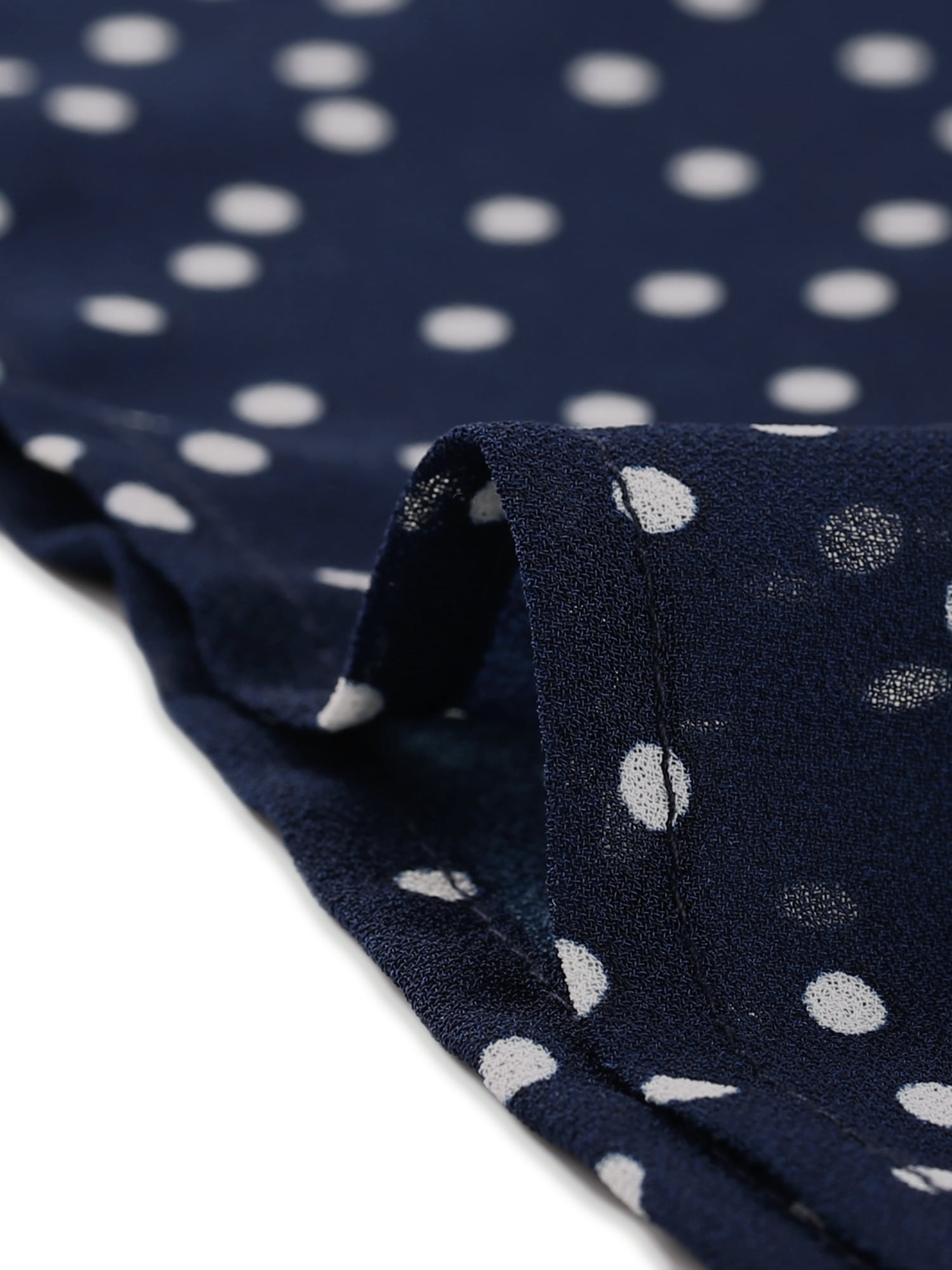 Unique Bargains Women's Plus Size Polka Dots Bell Sleeve Chiffon Summer Cardigans 1X Dark Blue