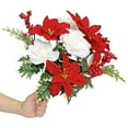 thumbnail image 6 of 2 Pack Artificial Poinsettia Rose Bushes,Faux Red White Poinsettia Roses Floral Stems for Indoor Outdoor Christmas Tree Ornament Home Porch Decorations, 6 of 9